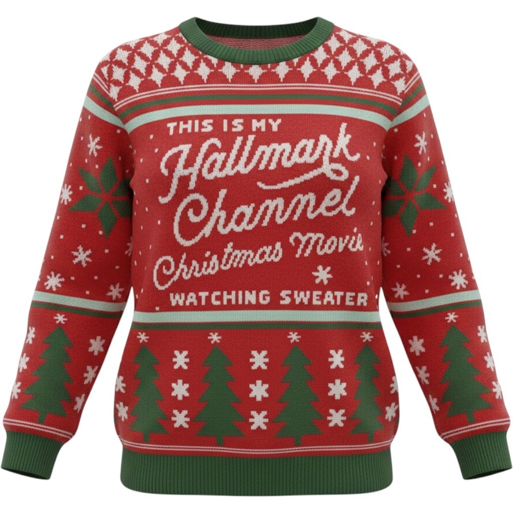 Hallmark Channel Movie Watching Christmas Crewneck Novelty Sweater Women's Small